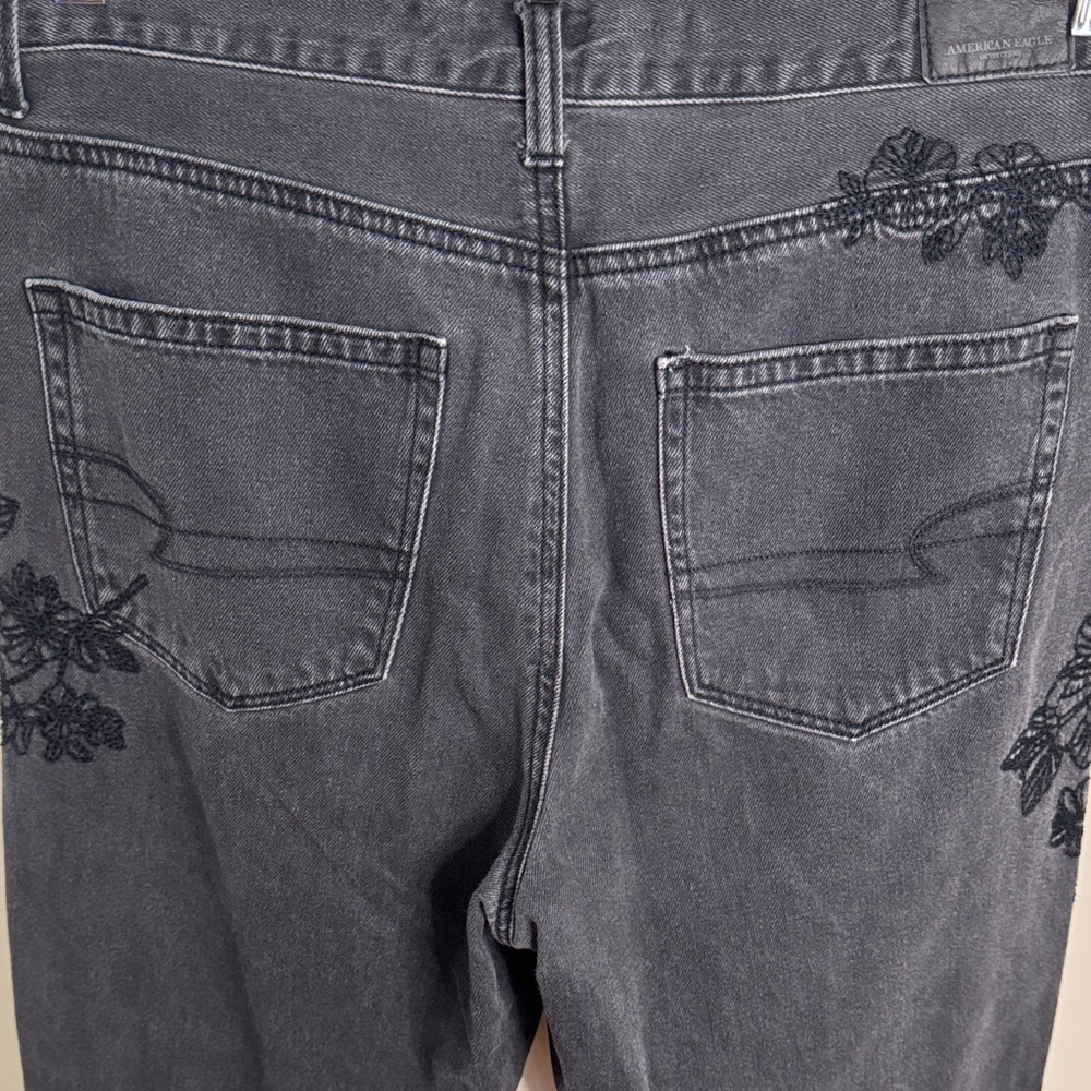 American Eagle Outfitters Charcoal Jeans with Black Floral Pattern - Picture 5 of 12